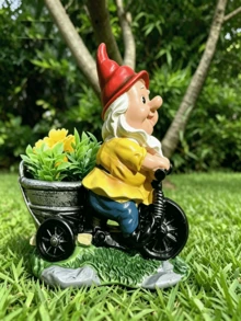 Tượng người lùn đi xe đạp, tượng trang trí sân vườn, tượng trang trí cho người già, làm bằng nhựa, thích hợp để trang trí sân vườn, sân nhà, bãi cỏ và hiên nhà - Tượng người lùn đáng yêu, đồ trang trí sân vườn, quà tặng thú vị - Nhiều màu - Xem 6