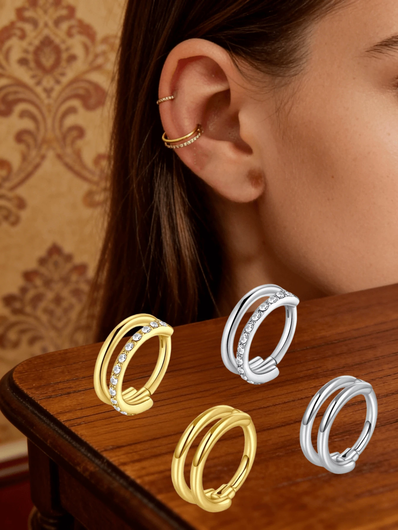 2 Stücke Muschel Spirale Knorpel Ohrringe 16G 8mm 10mm, Edelstahl 316L perforierter Schmuck für Männer und Frauen, Körperimplantatqualität Nasenring Nasennadel, Hypoallergen Scharnier Clicker eleganter Stil, multifunktional für Reisen, geeignet für verschiedene Anlässe, Tanz, Fotoszenen, Reisen - Verschiedenfarbig - Übersicht 1