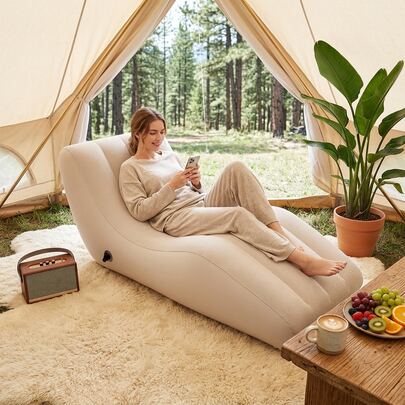 1pc Portable Inflatable Camping Sofa Bed, Can Be Used As Air Mattress. A Comfortable Camping Gear Suitable For Outdoor Park, Beach, And Home Use. An Ideal Gift For Mother's Day And Father's Day.