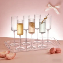 16/8/4只装透明塑料竖纹香槟杯，复古优雅的凹槽杯身，可重复使用，不易碎，适用于生日、婚礼、派对、新年、周年纪念、万圣节、圣诞节、情人节、母亲节、毕业典礼、乔迁之喜、晚宴、自助餐、普罗塞克、香槟、起泡酒、马提尼、鸡尾酒、果汁、啤酒、威士忌、卡瓦酒等。 - 查看 3