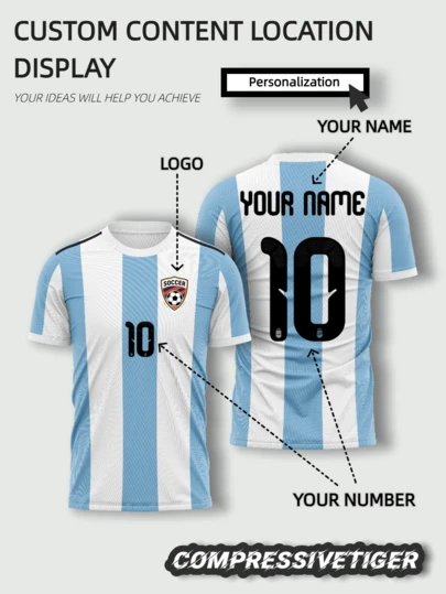 2026 World Cup Argentina Home Style Football Jersey, Classic Blue And White Striped Football Shirt Customizable With Name And Number, Suitable For Club, Team And Fan Gifts