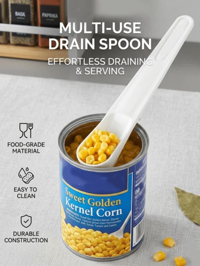 1入組便攜式多功能罐頭匙羹，兩用濾勺和餐叉，醃製水果餐叉，廚房勺子，廚房，廚房用品，食品，烹飪，露營，假期，沙灘，室內裝飾，收納盒，派對，旅行。