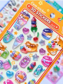 Adesivos de Selo 3D em Relevo de Comida Japonesa Sushi, Selo de Gota de Cristal Fofo de Shiba Inu e Panda, Perfeito para Decorar Planejador, Diário, Colagem, Capa de Telefone, Álbum de Fotos DIY e Presentes de Feriado - Multicolorido - Visão 9