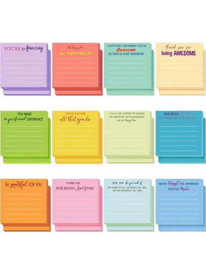 360 piezas de notas adhesivas inspiradoras y coloridas | Bloc de notas motivacionales de 3x3 pulgadas | Exclusivo para mujeres/enfermeras/maestras, regalo de gratitud | Adecuado para la escuela y la oficina, regalo inspirador, notas de agradecimiento para empleados, regalo de apreciación, blocs de notas con lemas a granel, regalo para maestros, mini notas adhesivas motivacionales de bolsillo, suministros de oficina para compañeros de trabajo