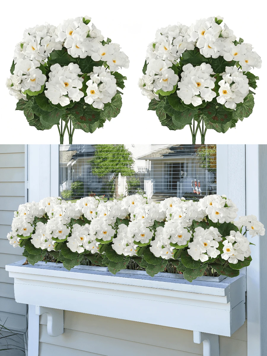 Nejlue Artificial Flowers/Plants1111 Home & Living 1/2/4株仿真满天星灌木 - 花朵栩栩如生,绿叶逼真,采用抗紫外线丝绸材质,逼真仿真植物,适用于户外装饰、前门、门廊、阳台、庭院、室内家居。 - 彩色 - 查看 1