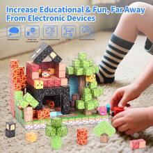 Magnetic Building Cubes Set, Random Pattern Block Tiles, DIY Custom Construction Kit, Educational STEM Toys For Kids, Creative Stackable Block Playset, Game-Inspired Puzzle Toy For Girls & Boys, Compatible With Other Magnetic Blocks, Popular Kids Building Gift, Portable Cubes For Imaginative Play - Random Pattern - View 5