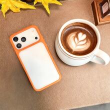 Orange-Frame Transparent Phone Case, Minimalist Drop-Resistant Full-Coverage Protective Case, Stylish Design, Compatible With Apple 17, 17 Pro, 17 Pro Max, 16, 16 Pro, 16 Plus, 16 Pro Max, 15 Pro, 15 Pro Max. - Orange - View 4