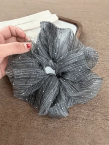 1 chiếc dây buộc tóc xếp ly kiểu Hàn Quốc bằng vải organza, đính đá lấp lánh, thích hợp cho tóc đuôi ngựa, du lịch, sinh nhật. - Nhiều màu - Xem 7