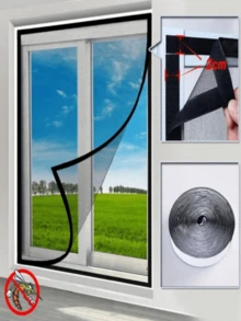 A Mosquito-Proof Window Screen Suitable For All Four Seasons, With Insect-Proof Curtains Function. No Need To Drill Holes. Can Be Easily Pasted. Easy To Disassemble And Clean, And Can Be Reused. Simple And Elegant Design, Helps Enhance Ventilation. Handmade. - Self-adhesive Window Screen - View 33