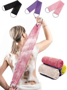 1 pieza/2 piezas Juego de toallas de baño exfoliantes de malla africana, con esponja de malla con asa, diseño de doble cara, exfoliación suave/gruesa, cepillo corporal efectivo, material de malla premium, diseño de amarre conveniente, toalla de baño tipo esponja, deja la piel suave, apto para uso diario - multicolor - Ver 2