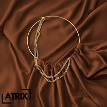 ATRIX Luxurious Long Dress With Ring And Chain Halter Neck - Rust Brown - View 4