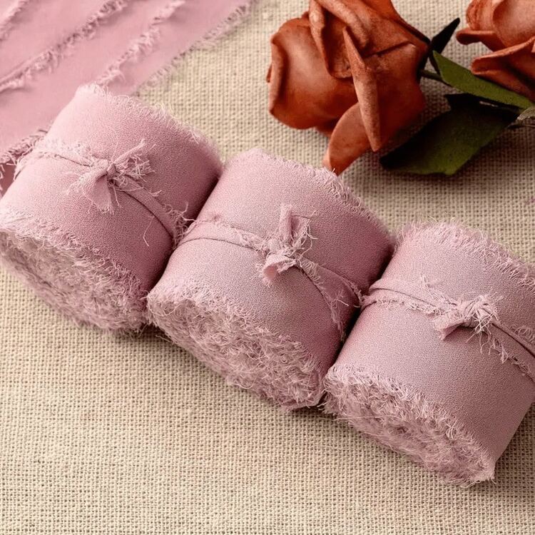 3 cuộn ruy băng chiffon màu hồng thanh lịch, dùng để gói quà, trang trí bó hoa, quà tốt nghiệp, Lễ Tạ ơn, đám cưới, tiệc Ngày của Mẹ, đồ thủ công tự làm. - hồng - Xem 2