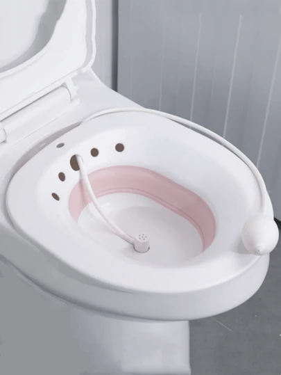 1Pc Collapsible Sitz Bath For Toilet Seat Over The Toilet Perineal Soaking Basin With Drainage Holes For Postpartum Care And Elderly Daily Hygiene Essentials