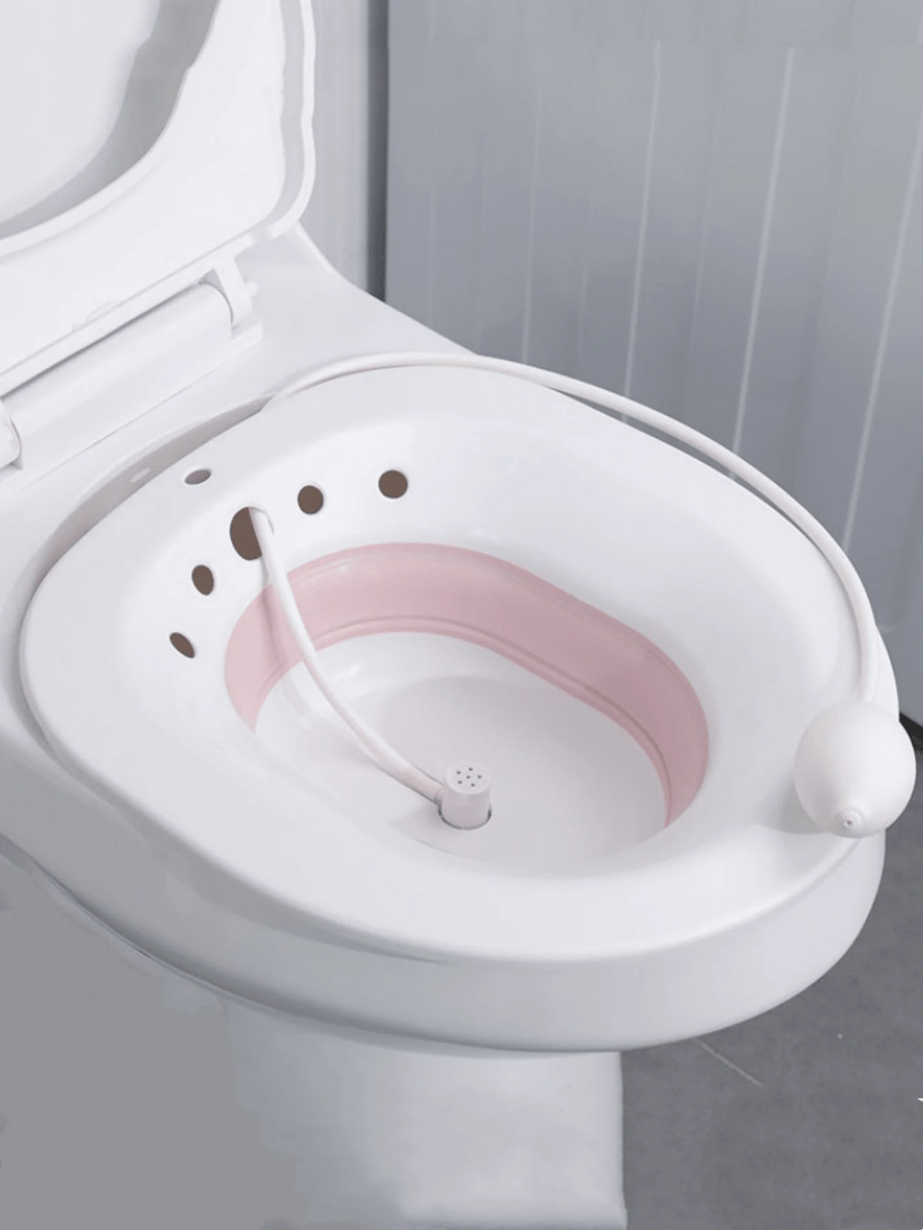 1Pc Collapsible Sitz Bath For Toilet Seat Over The Toilet Perineal Soaking Basin With Drainage Holes For Postpartum Care And Elderly Daily Hygiene Essentials - Pink - View 1