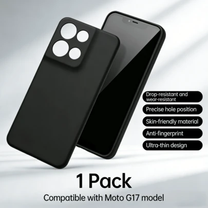 1pc:A Black Moto Phone Jelly Case, Suitable For Moto G17/G67/G77/Edge70 Phone Cases, Black Phone Case, Simple Phone Cover, Fashionable Protective Case, Solid Color Phone Case, Phone Case, Military Zero Formaldehyde, Skin-Friendly And Non-Irritating To Hands, Odorless, Healthy And .