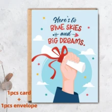 1/6 件套励志毕业贺卡 - “你的未来一片光明”和“成就非凡”插画设计 - 色彩鲜艳的 2026 届毕业生祝贺卡，附信封 - 查看 6