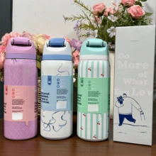 Original Insulated Stainless Steel Water Bottle With Straw For Sports And Travel,24oz/32oz, - Orange - 查看 1