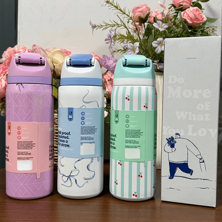 Original Insulated Stainless Steel Water Bottle With Straw For Sports And Travel,24oz/32oz, - Orange - 查看 1