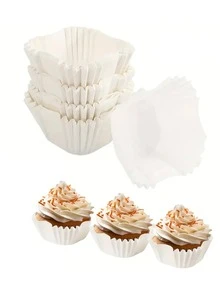 50/100pcs Baking Square Cake Oil Paper Cups, Heat-Resistant Paper Liners, Round Cake Paper, Plain Color Oil Paper Cups - View 8