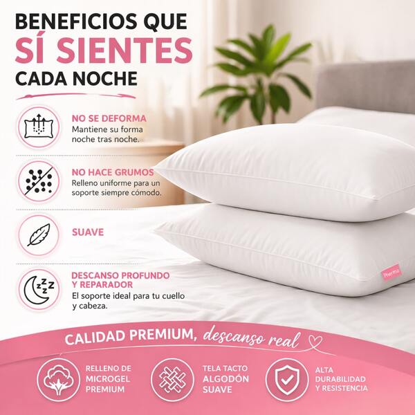 Set de 2 Almohadas Blancas Shartel Duo 50x70 cm – Microgel Premium