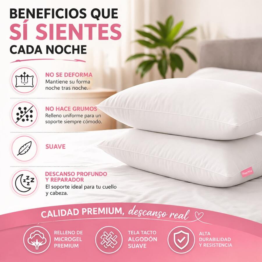 Set de 2 Almohadas Blancas Shartel Duo 50x70 cm – Microgel Premium
