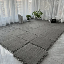 9 piezas de baldosas de alfombra gruesas entrelazadas, adecuadas para dormitorio y sala de estar, alfombra de mesita de noche, alfombra entrelazada cálida, lavable, suave y antideslizante, tamaño: 30 x 30 cm - Multicolor - Ver 1