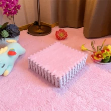 9 piezas de baldosas de alfombra gruesas entrelazadas, adecuadas para dormitorio y sala de estar, alfombra de mesita de noche, alfombra entrelazada cálida, lavable, suave y antideslizante, tamaño: 30 x 30 cm - Multicolor - Ver 6