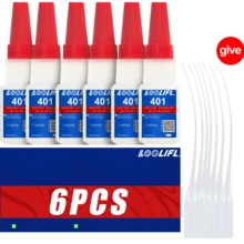 LOOLIFL 6PCS 401 Keo siêu dính khô nhanh, keo cyanoacrylate, dùng cho da, cao su, thủy tinh, gỗ, kim loại, độ bám dính mạnh, dụng cụ keo lỏng 10g - LK401 - Xem 7