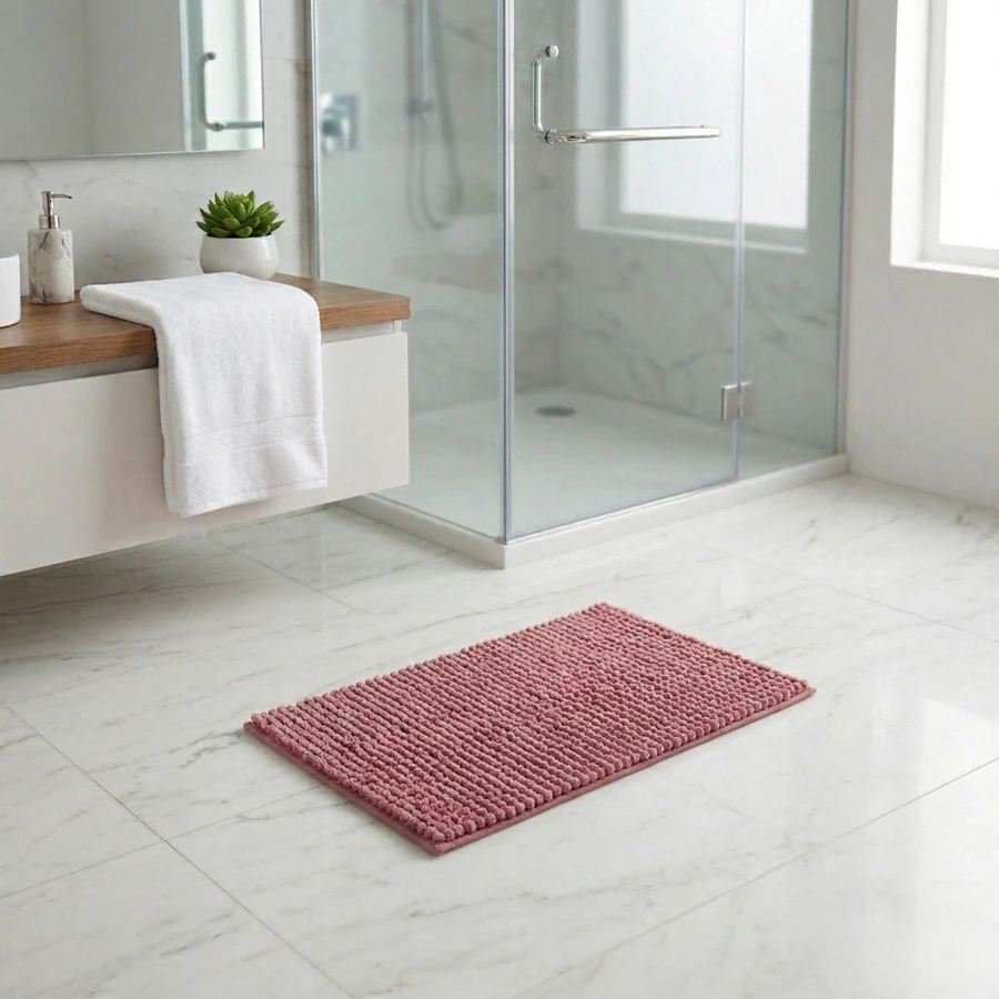 Premium Microfiber Non-Slip Bathroom Mat With Polka Dots, 38x58 Cm - 玫瑰 - 查看 1