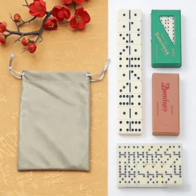 28件套经典多米诺骨牌游戏套装，带束口收纳袋，适合家庭聚会和旅行携带