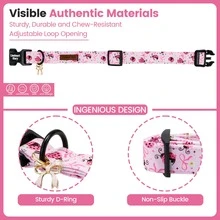 Lionheart Glory Cute Ladybug Pattern Adjustable Soft Pet Dog Collar Suitable For Dogs Puppies Girls Boys Spring Summer - Dusty Pink - View 4