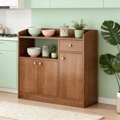 Mueble de Almacenamiento para Cocina, Aparador Organizador de Cocina con Cajón y Puertas