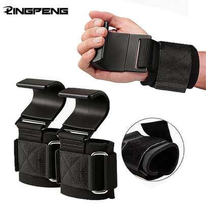 1 Pair Weight Lifting Hooks Straps, Gym Fitness Hook Grip Wrist Wraps, Pull-Up Training Gloves