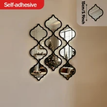 Bộ 3/6 gương trang trí bằng acrylic đen cổ điển, thích hợp cho phòng tắm, phòng khách và các không gian trang trí nhà cửa khác, gương treo tường khung nhựa cho hành lang và nhiều nơi khác. - A - Xem 2