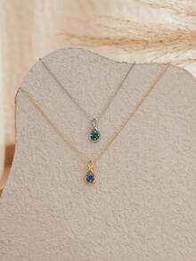 Dây chuyền đá quý theo tháng sinh cá nhân hóa, Dây chuyền kim cương 14K, Dây chuyền 2 đá quý theo tháng sinh, Dây chuyền cưới, Quà tặng cho bà, Quà tặng Ngày của Mẹ cho người phụ nữ - Kiểu 2-Vàng - Xem 8