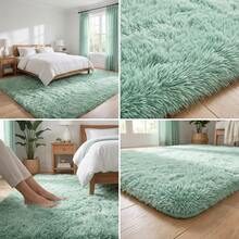 Black, Ultra-Soft, Fluffy Shaggy Rug – Cozy Rug For Bedroom, Living Room Or Children's Room, Non-Slip, Modern Accent In Chic Colors - 薄荷綠 - 查看 3