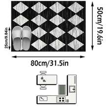 1 pieza Alfombra/Alfombra/Alfombra de área/Felpudo, Estilo Vintage Nórdico Minimalista de Lujo - Patrón de Diamante Geométrico Negro y Blanco Patchwork, Adecuado para Exteriores, Entrada, Balcón, Pasillo, Patio, Sala de Estar, Alfombra Suave Lavable a Máquina para Todas las Estaciones, Decoración del Hogar - Multicolor - Ver 18