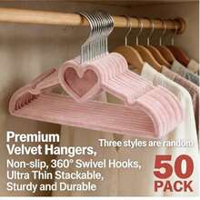 50 Pack Premium Velvet Baby Hangers, 12.8 Inch Non-Slip Toddler Hangers With 360° Rotating Hooks, Ultra Thin Stackable Space-Saving Kids Hangers, Sturdy Durable Nursery Closet Organizers(Random Styles!) - 領結 - 查看 10