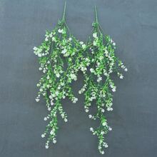 2pcs Artificial Hanging Plants, Fake Eucalyptus Leaf Vines, UV-Resistant Plastic Greenery For Home, Garden, Wedding, Party Decor Indoor And Outdoor - White - View 4