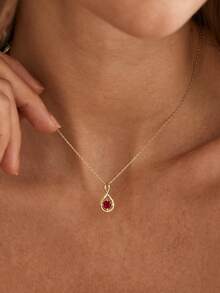Dây chuyền đá quý theo tháng sinh cá nhân hóa, Dây chuyền kim cương 14K, Dây chuyền 2 đá quý theo tháng sinh, Dây chuyền cưới, Quà tặng cho bà, Quà tặng Ngày của Mẹ cho người phụ nữ - Kiểu 2-Vàng - Xem 4