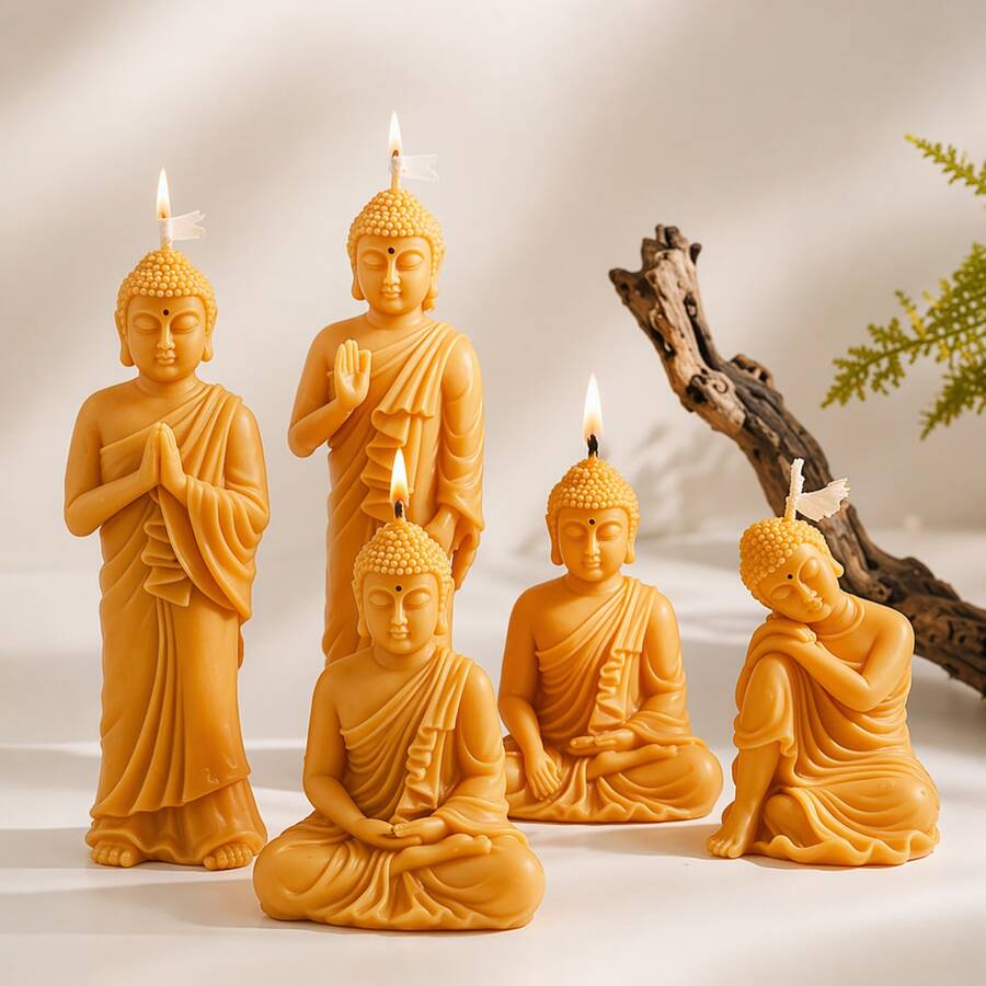 Zhonghui Mold 3D佛像硅胶蜡烛模具，DIY冥想佛像模具，适用于蜡烛、肥皂、树脂、石膏等DIY，禅意家居装饰工艺模具