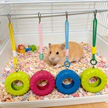 1pc Hanging Tire Swing For Small Pets, Hamster/Gerbil/Guinea Pig Chew Toy, Cage Decor Hanging Toy, Quality TPR Material, Suitable For Hamsters, Gerbils, Chinchillas, Rabbits And Other Small Rodents (Random Color) - View 4