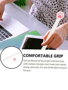 Bộ 1 ốp bảo vệ bằng silicon hình móng mèo trắng dễ thương, tương thích với Apple Pencil 2, nhẹ, thân thiện với da, cầm nắm thoải mái. - Nhiều màu - Xem 4