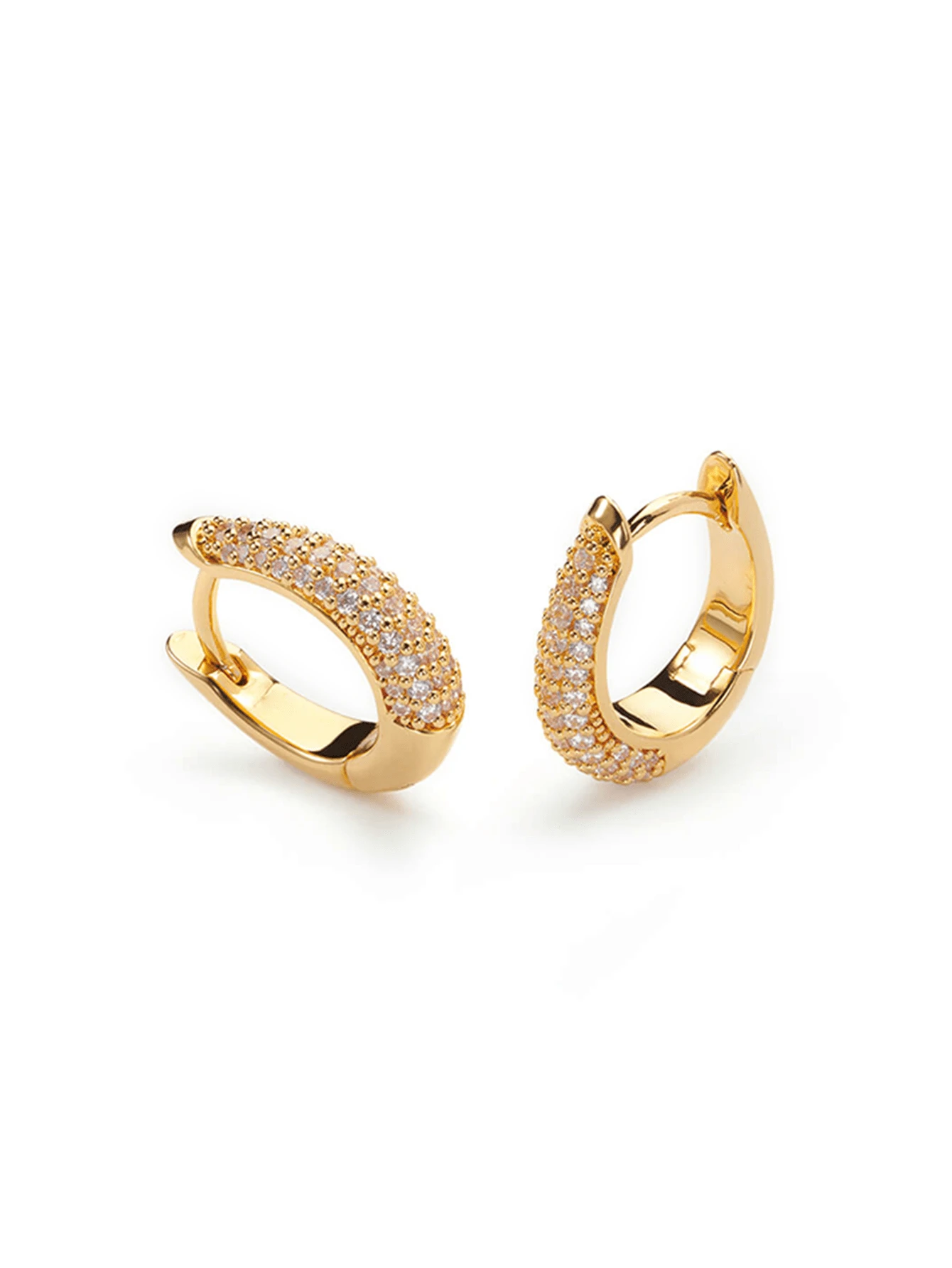 Khuyên tai vòng bằng bạc sterling 925 mạ vàng 18k kiểu dáng cổ điển sang trọng đính đá Zirconia, thích hợp cho bé gái đeo hàng ngày. - Bông tai vòng Zircon - Xem 1