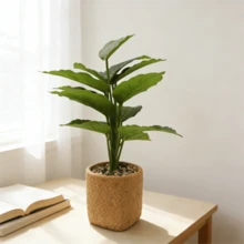Artificial Faux Bird Of Paradise Plant In Woven Pot 32cm Vibrant Faux Tropical Foliage Elevate Your Space Aesthetic Houseplant For Home Office Desk Decor - Green - View 1