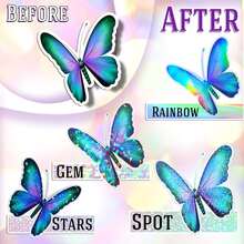 A4 Holographic Laminated Sheets - 20pcs Assorted Transparent Waterproof Stickers, Gemstone, Polka Dot, Rainbow, Star Patterns - Multicolor - View 9