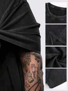 Retro Washed Graphic T-Shirt,100 % Cotton Washed T-Shirt For Men Graphic Hoodies 100% Cotton 230G T-Shirt Woman,Unisex Streetwear, Men's Y2K Grunge Hellstars Slogan & Flaming Fire Text Graphic Double-Sided Print T-Shirt, Acid Washed Tee, Flaming Skull Dark Aesthetic Oversized T Shirt, Graphic Tees Men, Camisetas Para Hombre, Ropa De Hombre, Playera De Hombre, NavidadY2K Swag Tee,Oversize Size S To 5XL,Spring/Summer/Fall Men Clothes,Summer Outfits For Men Woman - Black - View 4