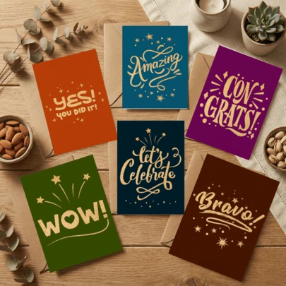 Bộ 6 thiệp chúc mừng phong cách cổ điển, vàng lấp lánh - Màu sắc trung tính, mờ, với thiết kế "YES! YOU DID IT!" & "Bravo!" - Nhiều loại thiệp chúc mừng phù hợp cho mọi dịp, kèm phong bì, dành cho sinh viên tốt nghiệp, nhân viên mới và các dịp lễ kỷ niệm.
