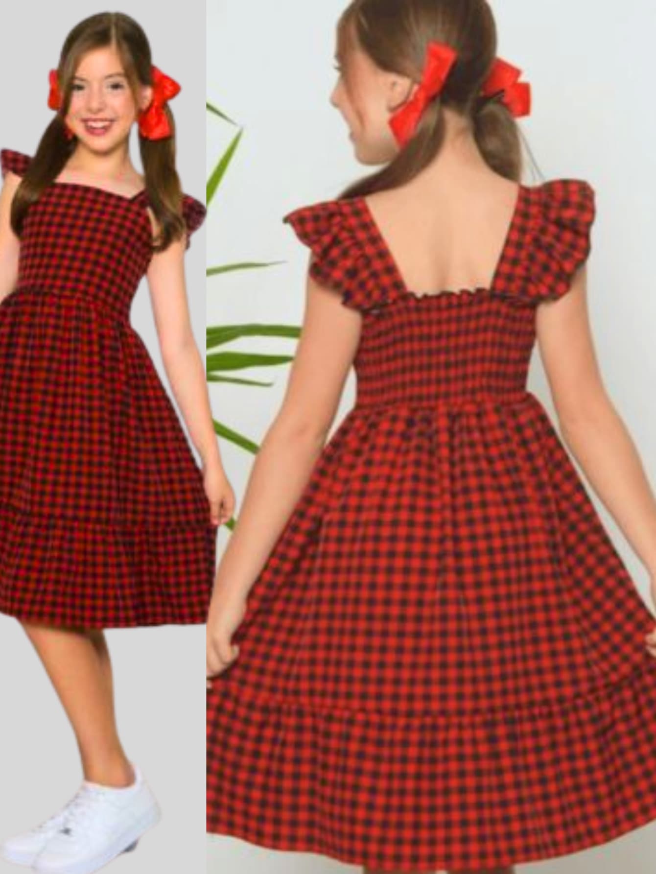 Girls' Checkered Dress For June Festivals, Children's, Ruffled, Elastic Straps, Lastex Back, Comfort, Perfect Fit, Casual Style, Elegant, Children's Ages 4, 6, 8, 10, 12 Years, Modern Clothing, Fashionable Look, School, Outings, June Festivals, Arraial, São João, July Festivals, Quadrilha, Quermesse, Lightweight, Breathable, Loose Fit, Classic, Timeless Design, Flared Dress, Checkered Print, Visual Highlight, High Quality, Premium Finish, Soft, Durable Fabric, Adjustable Fit, Children's Fashion, European, Versatile, Everyday, Complete Look, Stylish Girl, Comfortable, Practical, Easy To Wear, Charming Look, Ideal Gift, Birthday, Special Dates, Children's Photography Clothing, Sophisticated Appearance, Movement, Lightness, Elegance, Satisfaction Guarantee, Secure Purchase, Limited Stock, High Demand - 紅色 - 查看 1