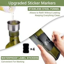 17oz Green Glass Oil Dispenser 2-Pack, Clear Olive Oil Bottle For Kitche - View 4